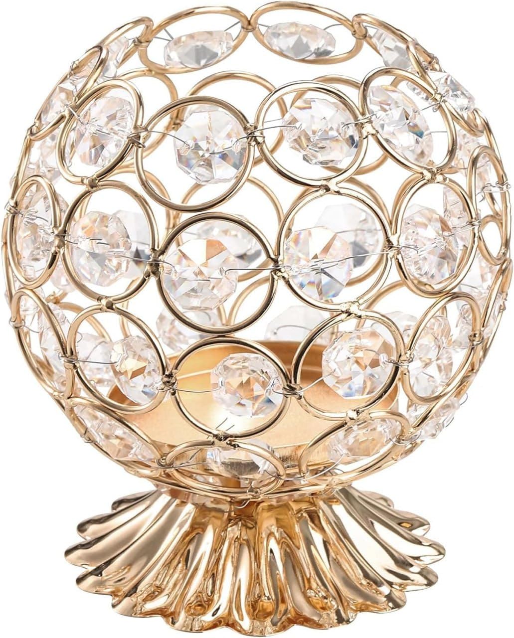 7Seas Crystal Pen and Pencil Holder for Desk | Gold Metal Stationery Organizer Cup with Decorative Crystal Beads | Stylish Tabletop Stand for Office, Study Table & Home Décor- 1Pcs (DIAMOND)