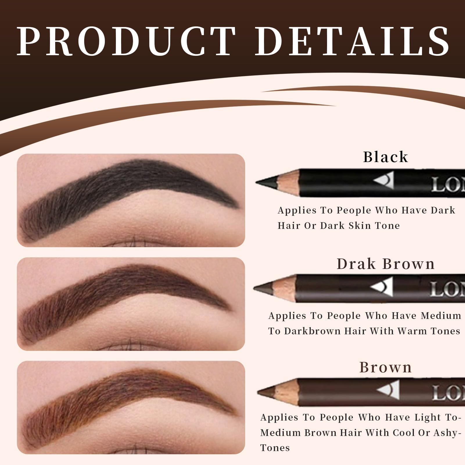 Domicubes 9PCS Eyebrow Pencils, Professional Long-lasting Eyebrow Eye Liner Pencil Set, Natural Matte, Hypoallergenic - Image 4