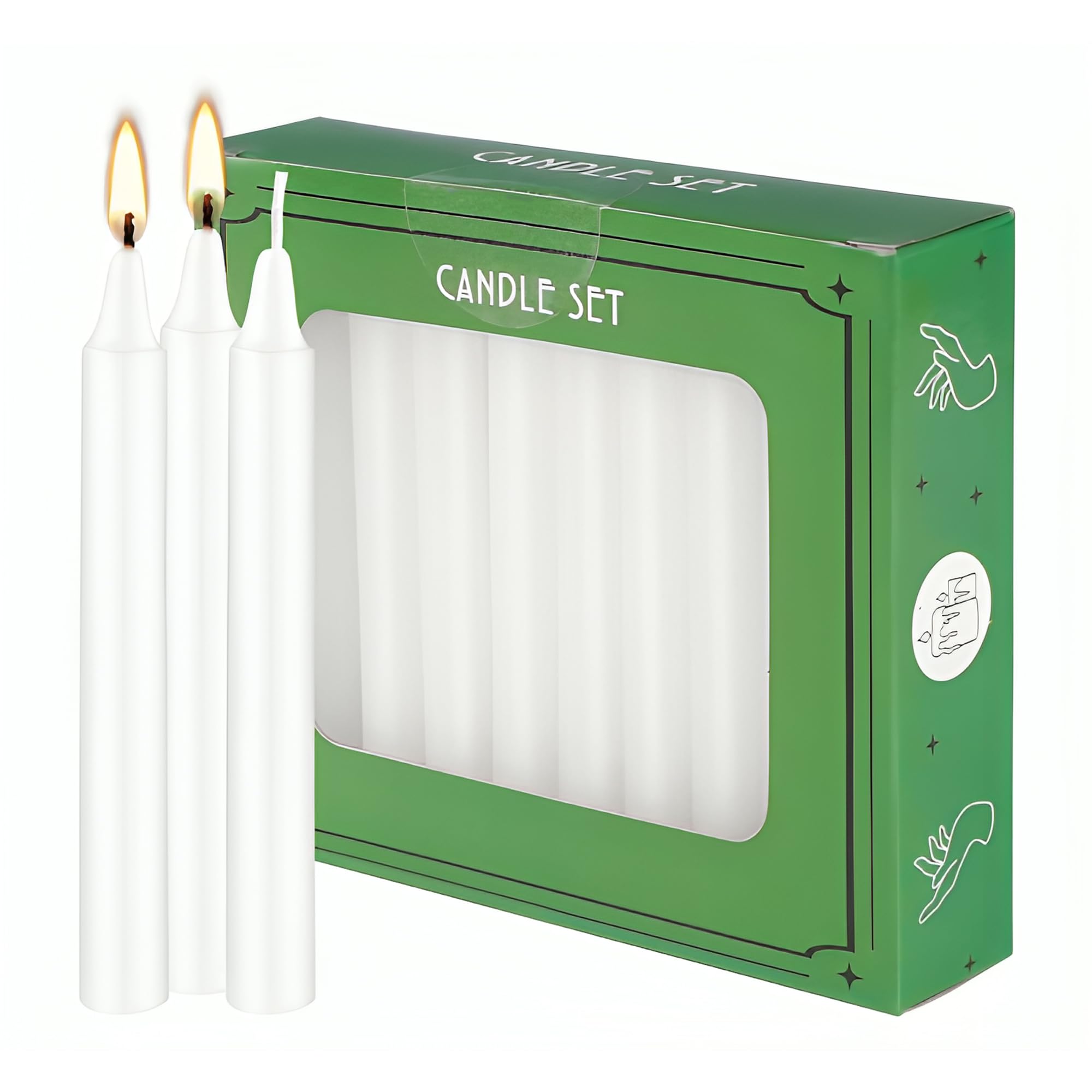 Set of 20 White Spell & Chime – Premium Mini Taper Candles for Rituals, Prayer, Birthdays, Meditation, Altar - 4 Inch Tall, Unscented.