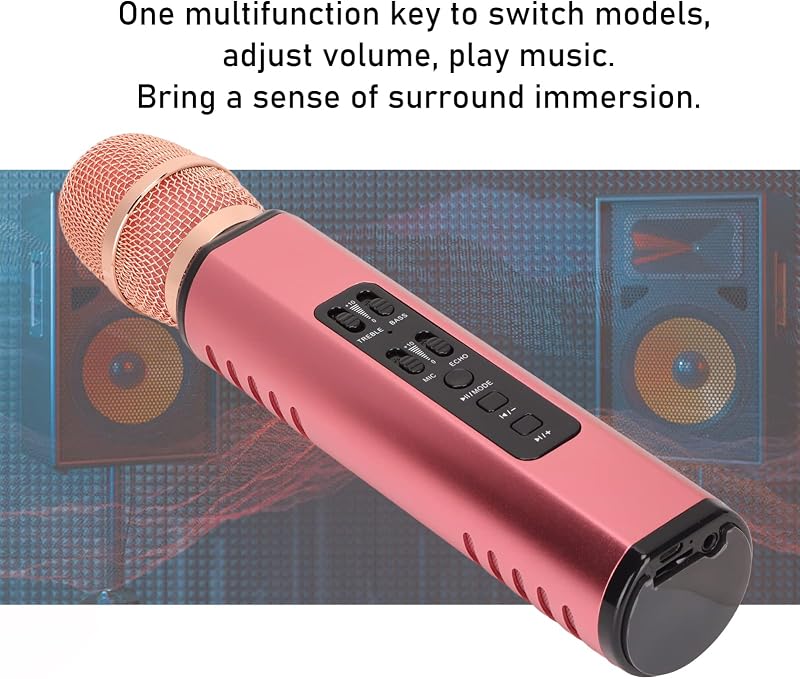 Sorandy K6 Bluetooth Karaoke Mikrofon Hangszóróval, Vezeték Nélküli, Rózsaszín