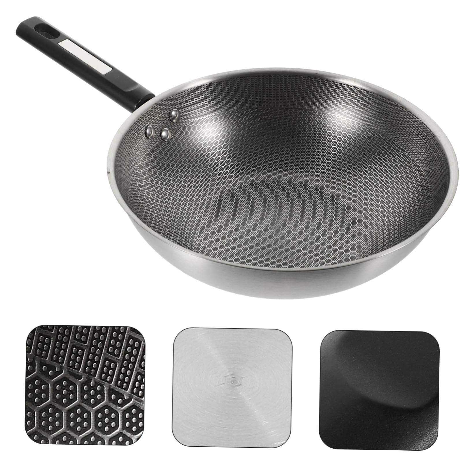 Padella Antiaderente in Acciaio con Fondo Piatto Nido d Manico in Bachelite Resistente al Calore per Friggere Uova e Bistecche su Tutti i Piani Cottura Compatta e Durevole per