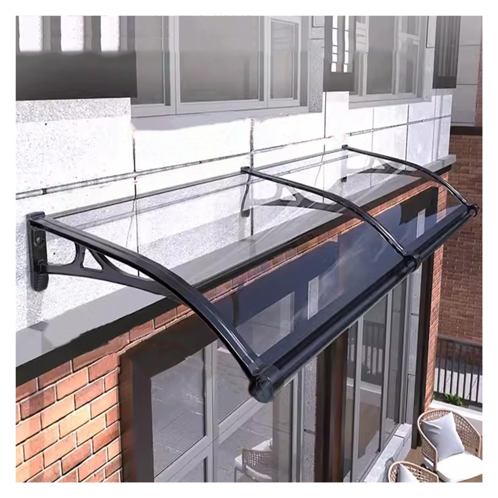 Ghply Black Outdoor Patio Awning Canopy, Front Door Patio Canopy, Polycarbonate Cover Door Window Canopy, With Aluminum Bracket, Expandable(,100X240cm(39X95in))