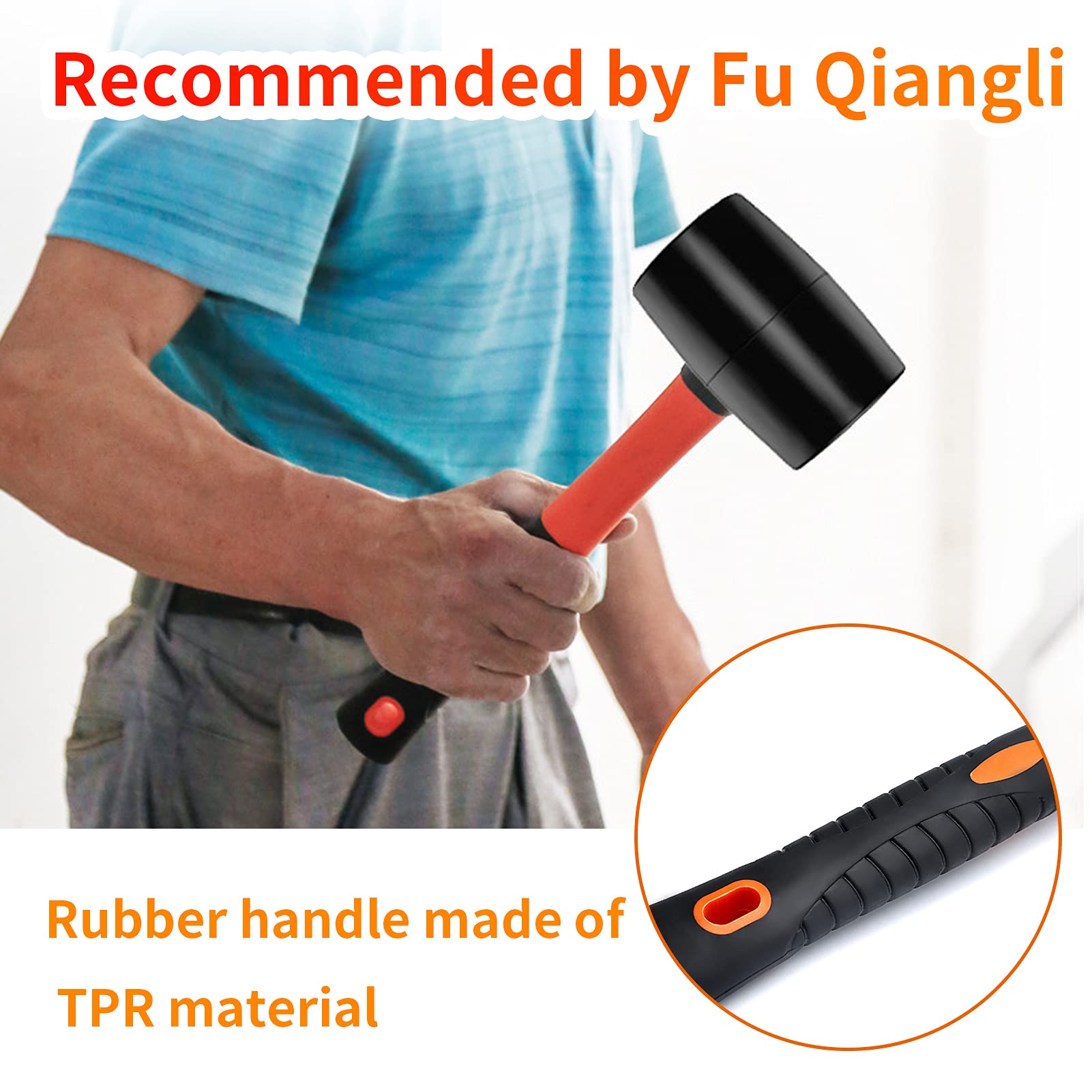 Martello Di Gomma Nero 300g - Impugnatura Antiscivolo Per Piastrelle, Pavimenti E Lavori Delicati - Foto 6