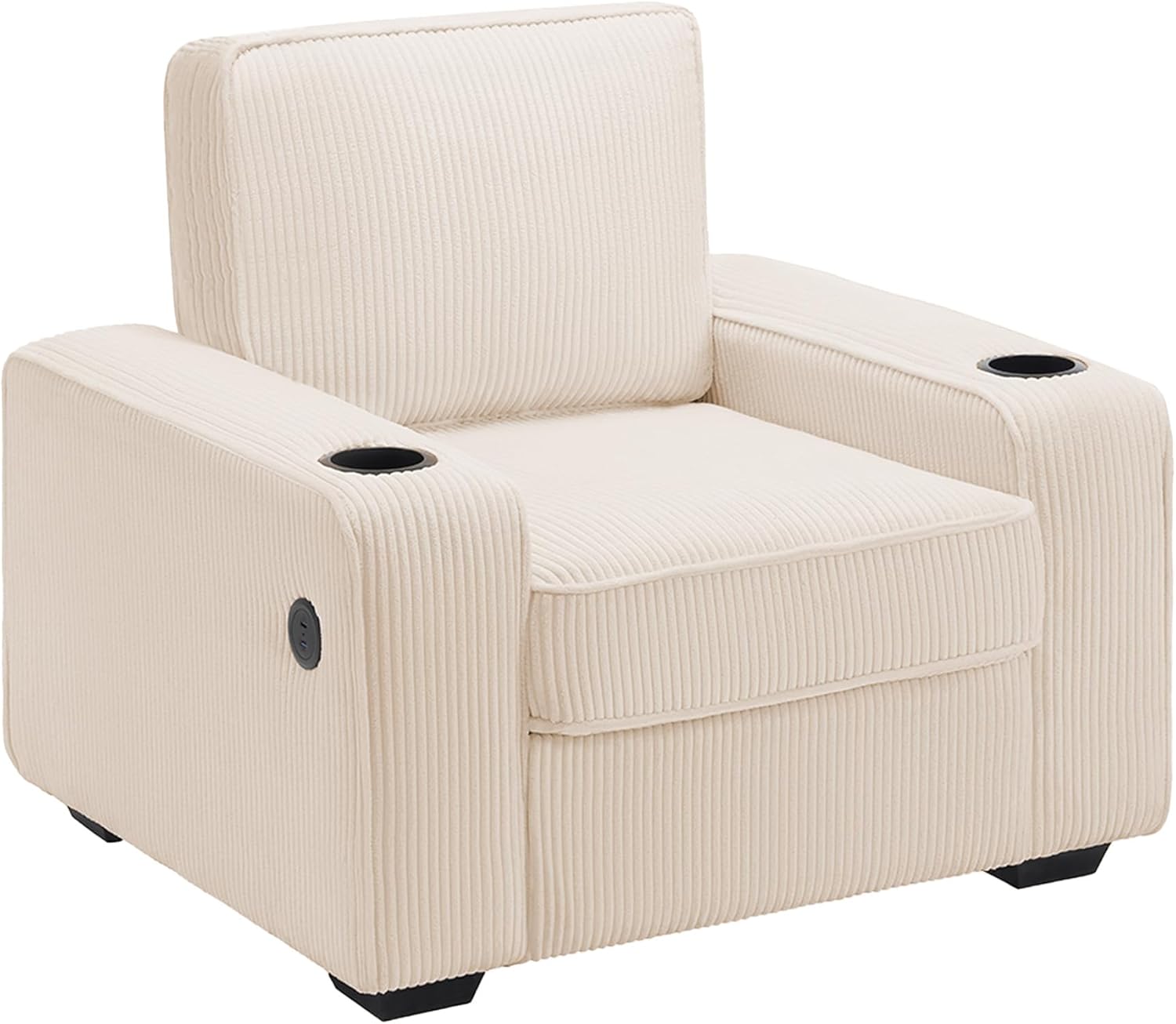 VanAcc Sofa, Comfy Couch- Deep Seat Sofa, Modern Couch with Cup Holders & USB Charging Ports, Sofa Chair for Living Room(Beige Corduroy)