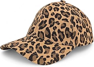Gorra Baseball Mujer con Estampado Leopardo, Basecap 6 Paneles de Algodón, Visera Curvada, Ajustable y Transpirable