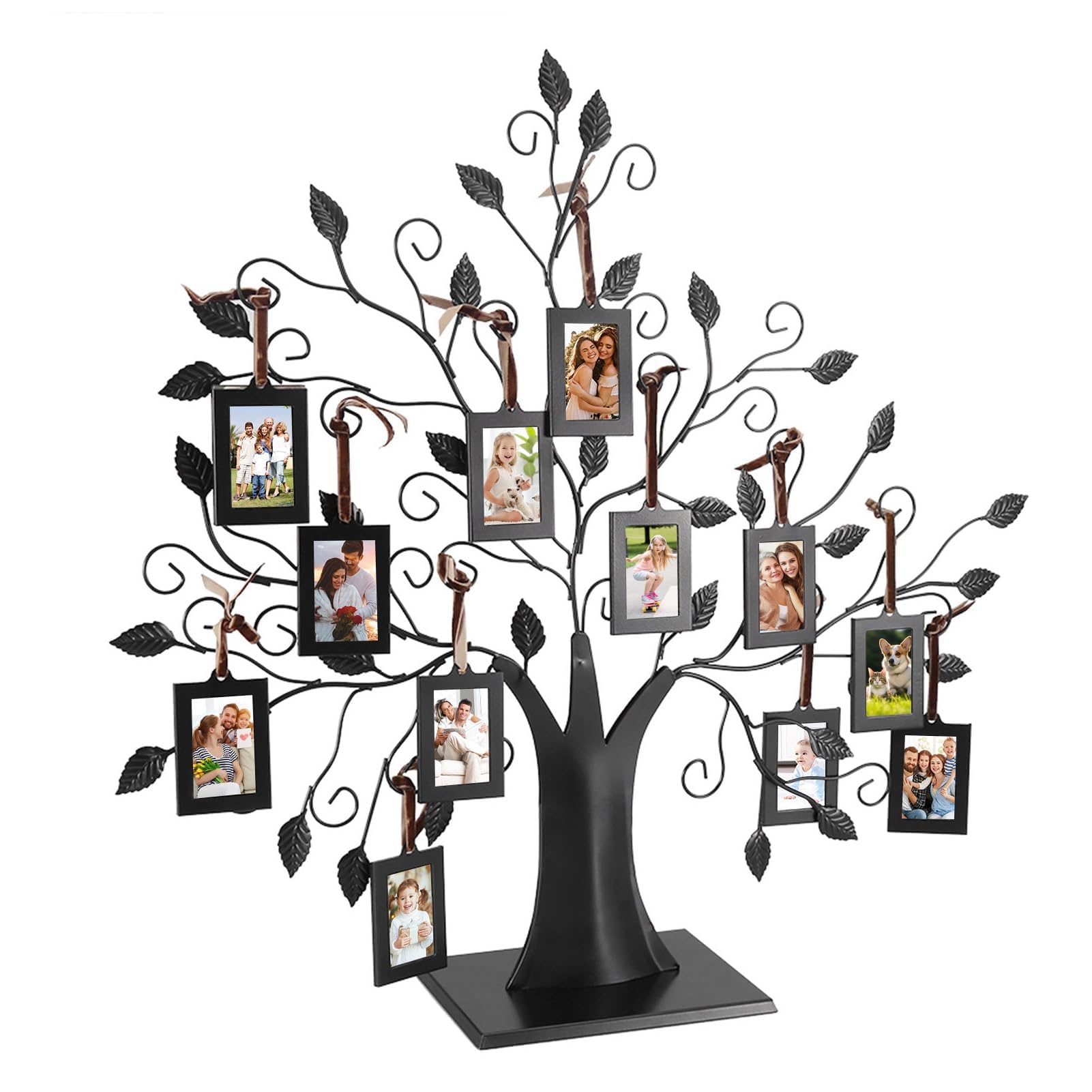 Ejoyous Arbol Genealogico para Fotos, Marco de Fotos de árbol Genealógico, 6 Colgantes/12 Fotos Colgantes Familiares, árbol de Visualización con Marcos de Fotos Colgantes(L-Con 12 marcos de fotos)