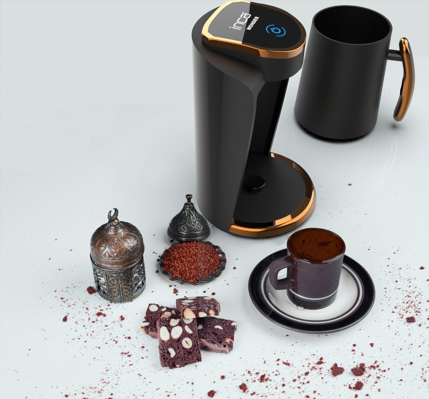 İnca IKM-01 Türkische Kaffeemaschine, Türk Kahve Makinesi, 250ml (1-4 Tassen), 400W, Überlaufschutz & Trockengehschutz, Edelstahlheizplatte, Automatische Abschaltung, Für Perfekten Mokka