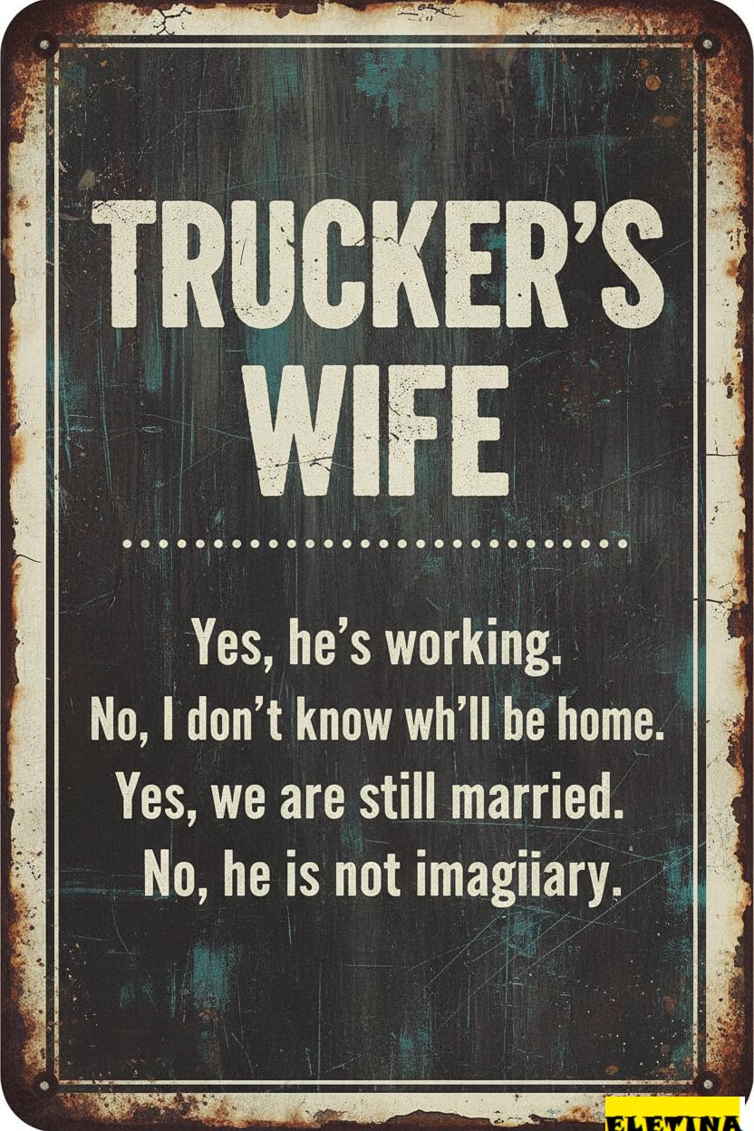 Vintage Metal Tin Sign for Man Cave En Decor S Trucker's Wife Definition Funny Wall Decor Inspirational Home Farmhouse Kitchen Cafe Decoration 8x12 Inch