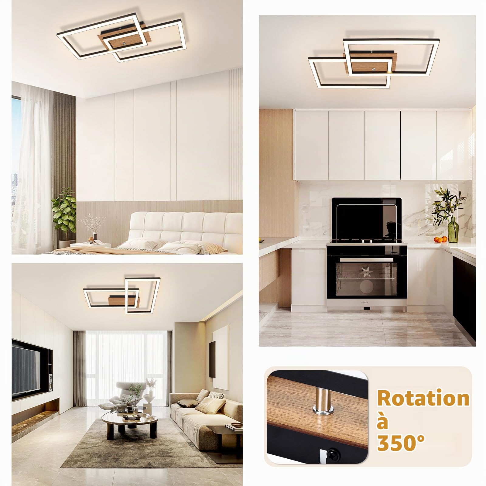 CBJKTX Plafonnier LED Moderne Lampe de plafond - Bois 3000K Blanc chaud