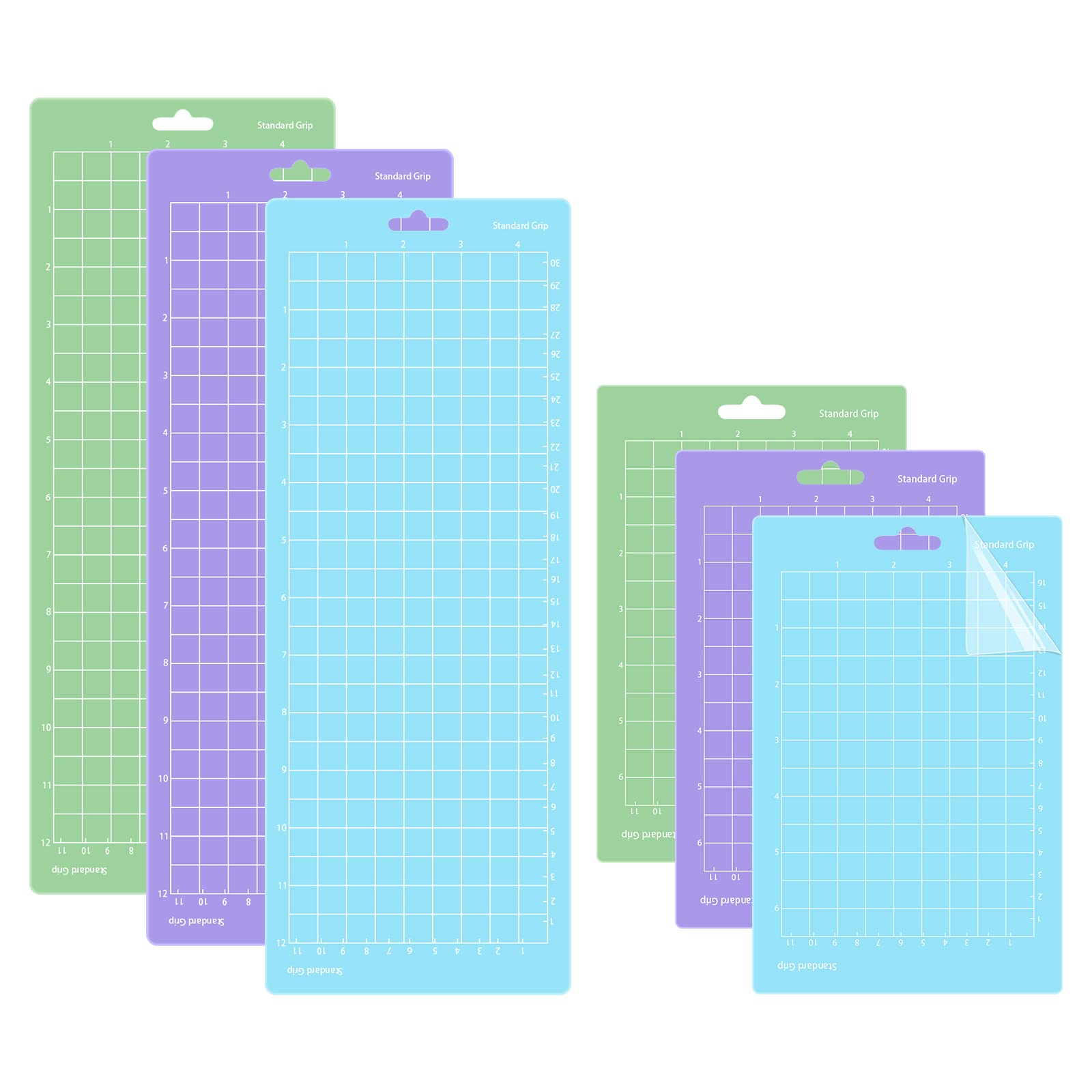 6Pcs Quilting Cricket Cutting Mat for Cricut Maker Cricut Explore Cutting Machines, 4.5” X12”+ 4.5”X6.5” Standard Grip Light Grip Strong Grip Cutter Mat, Adhesive Sticky Cut Mats for Cricut Joy (B)