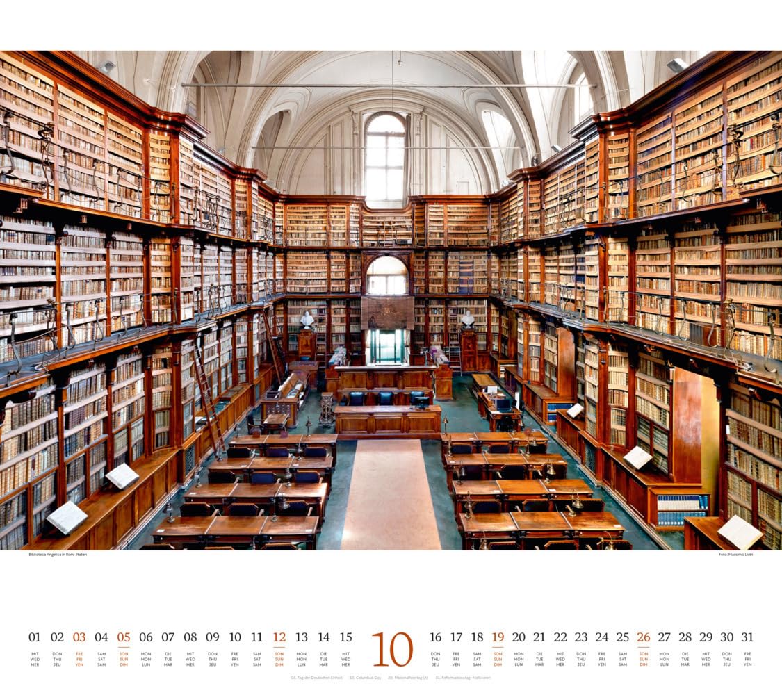 Welt der Bücher Kalender 2025, Wandkalender im Querformat (54x48 cm) - Mit den eindrucksvollsten Bibliotheken und Büchereien der Welt