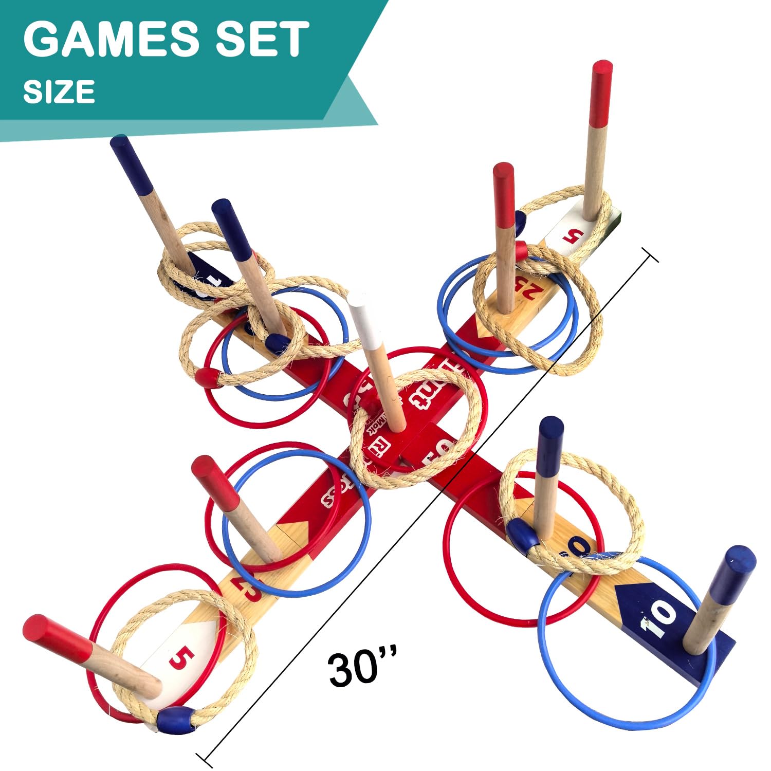 Holz Ringwurfspiele, Premium Quoits Gartenspiel Set, Wurfspiel