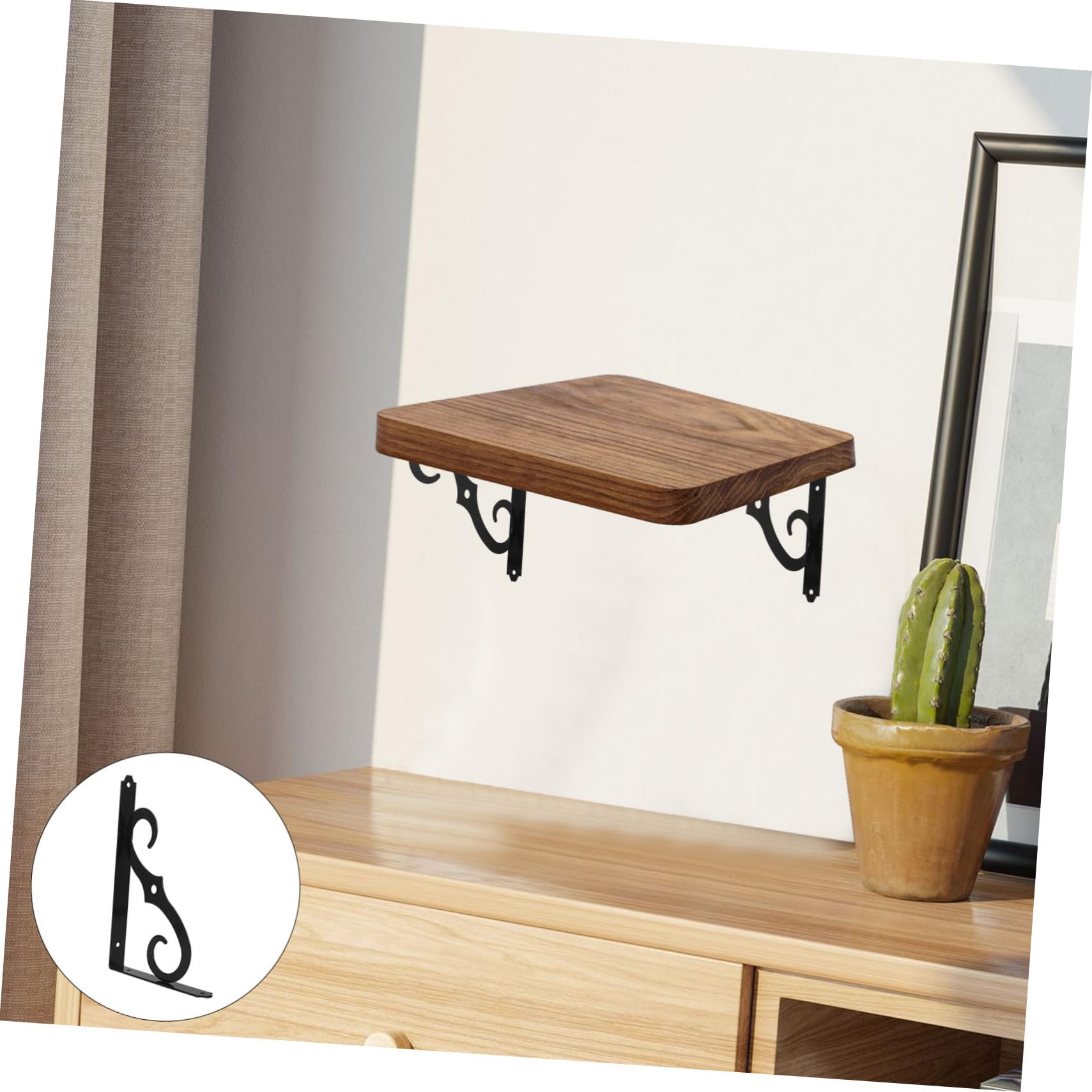 Negro Soportes Instalación de Hierro de Estantes, 6 Pared Ángulo, 90°, Fácil Resistentes Óxido, Ideales para Estanterías de Cocina