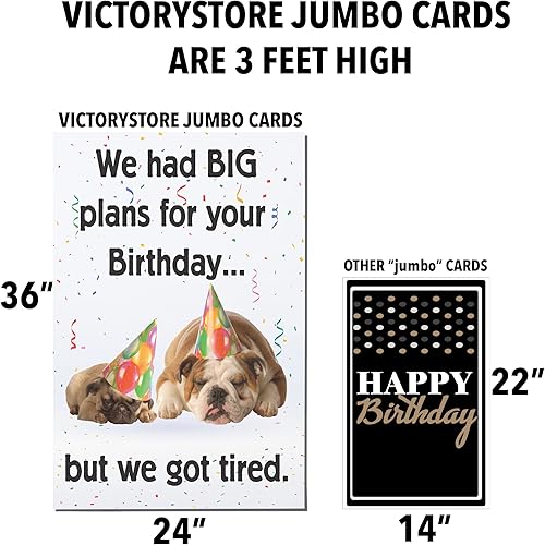 Miniatura 4 de VictoryStore Tarjeta de feliz cumpleaños personalizada jumbo de 3 pies, We Had BIG Plans But We Got Tired, tarjeta de 2 pies x 3 pies, se envía en
