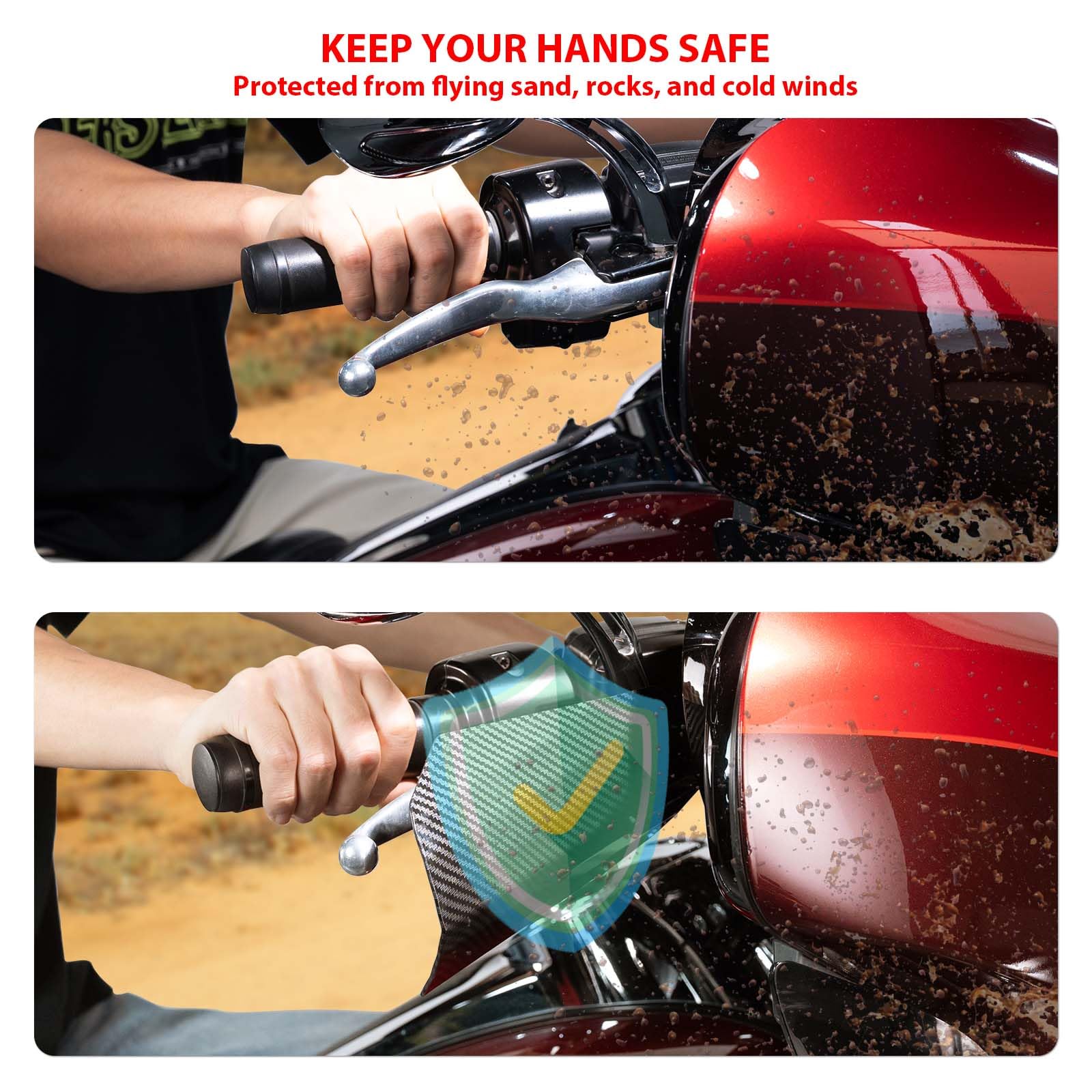 PBYMT Gloss Black Coffin Cut Handguards Hand Guards Compatible For Harley Touring