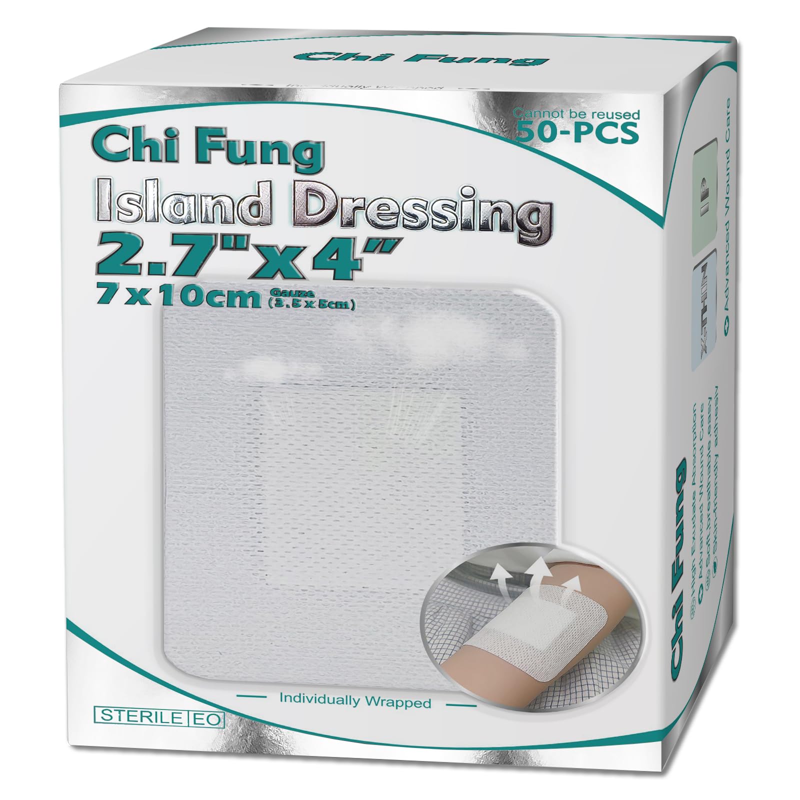 Photo 1 of ***FACTORY SEALED***
CHI FUNG Gauze Island Dressing,Breathable Self-Adhesive Wound Pad,Highly Absorbent Wound Cushion,First Aid Care for Home Use,Wound Care (2.7"x4",50PC)***FACTORY SEALED***
