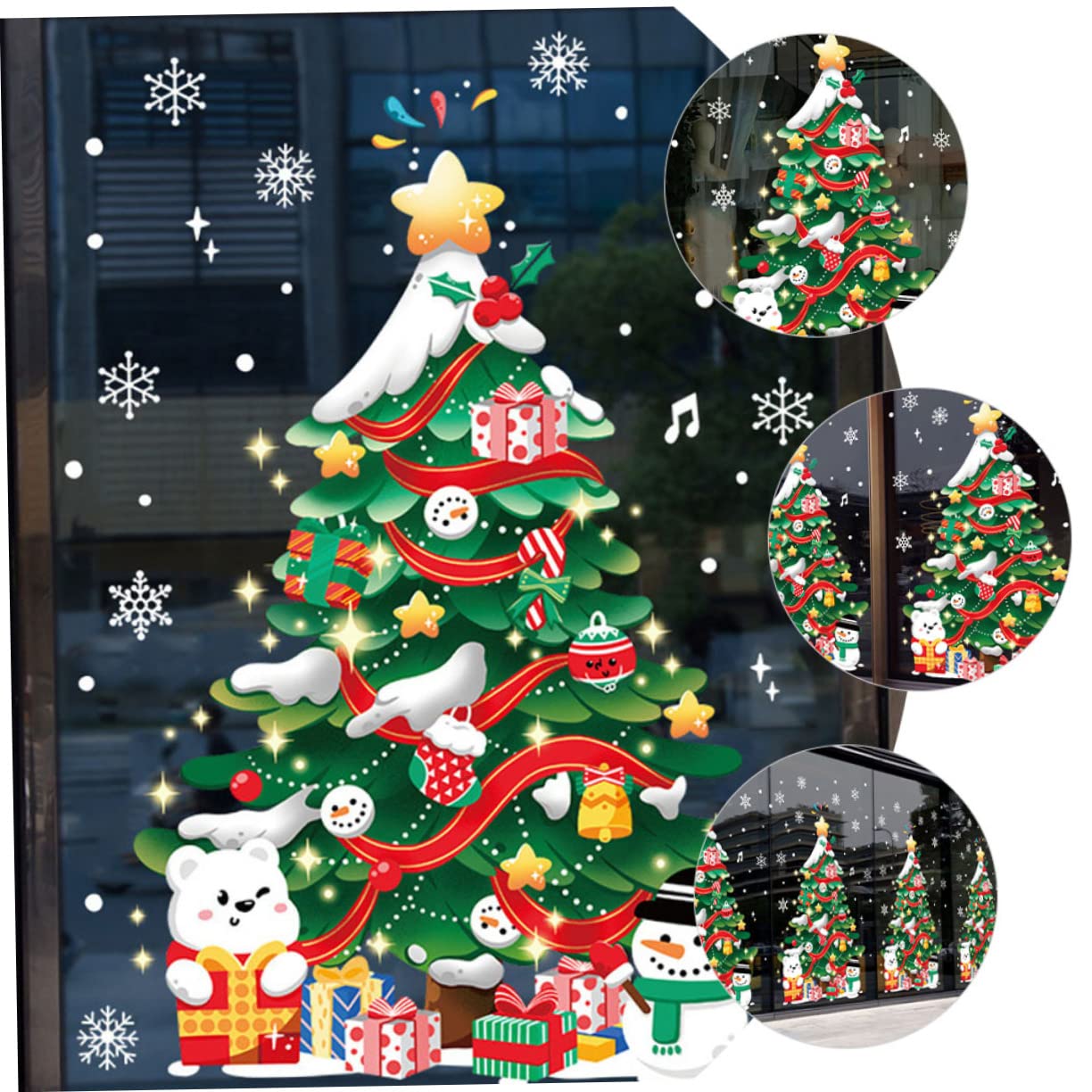 PRETYZOOM 5 Blätter Weihnachtsbaumaufkleber Winterfenster Aufkleber für die Weihnachtsvitrine weihnachts wanddeko weihnachtswanddeko schmücken Cartoon-Wandaufkleber Wandtattoo