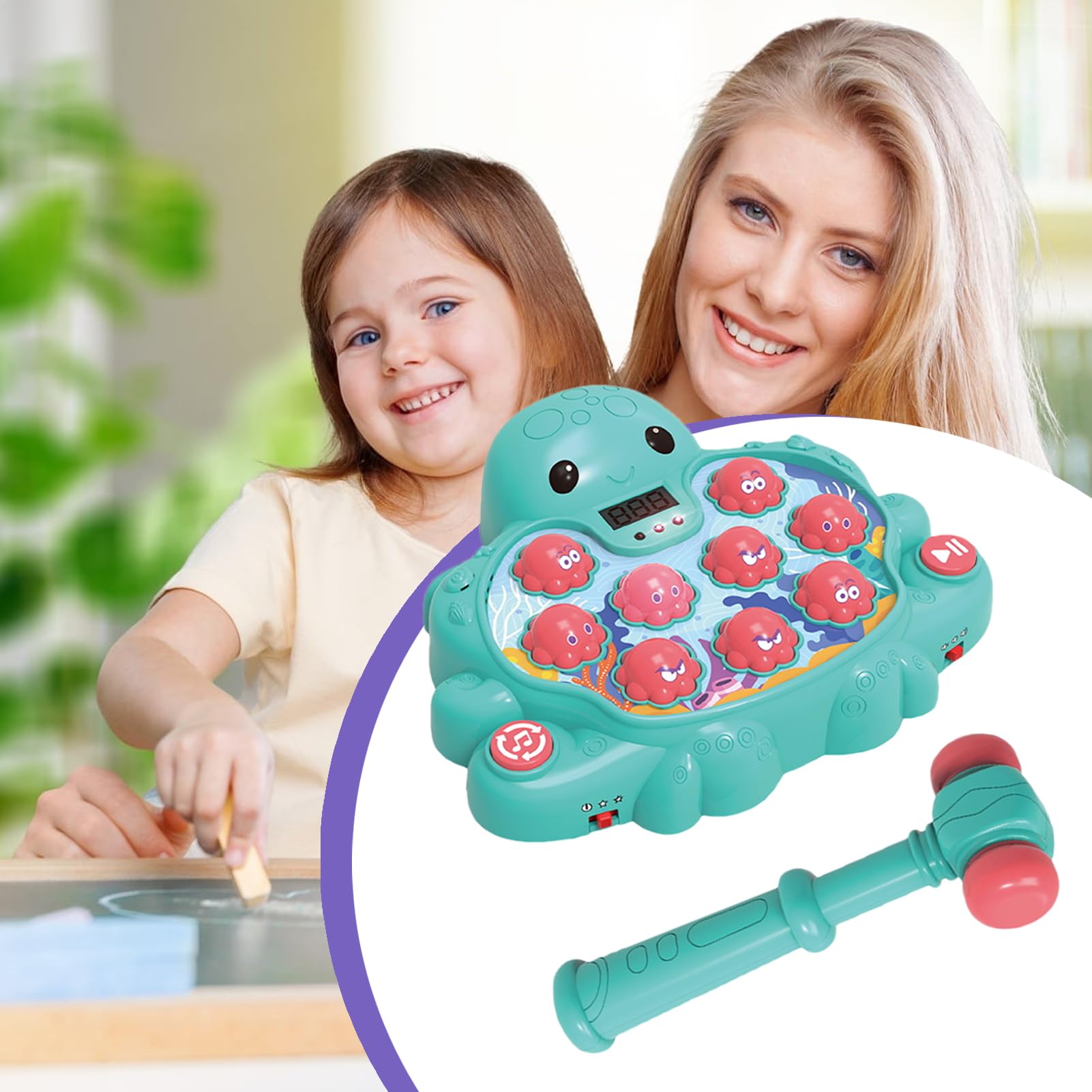 Hammerspielzeug Interaktives Hämmer-Spiel | Tintenfisch Form Hand Auge Koordination Lernspiel Für Kinder Vorschule Zuhause Unterwegs Mädchen Junge Entwicklung