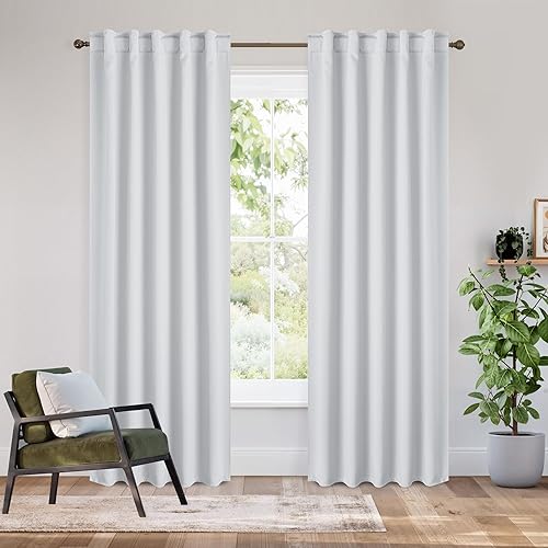 Miniatura 120 de RYB HOME - Cortinas blancas, cortinas para oscurecer la habitación, con aislamiento térmico, juego de cortinas opacas para dormitorio, sala
