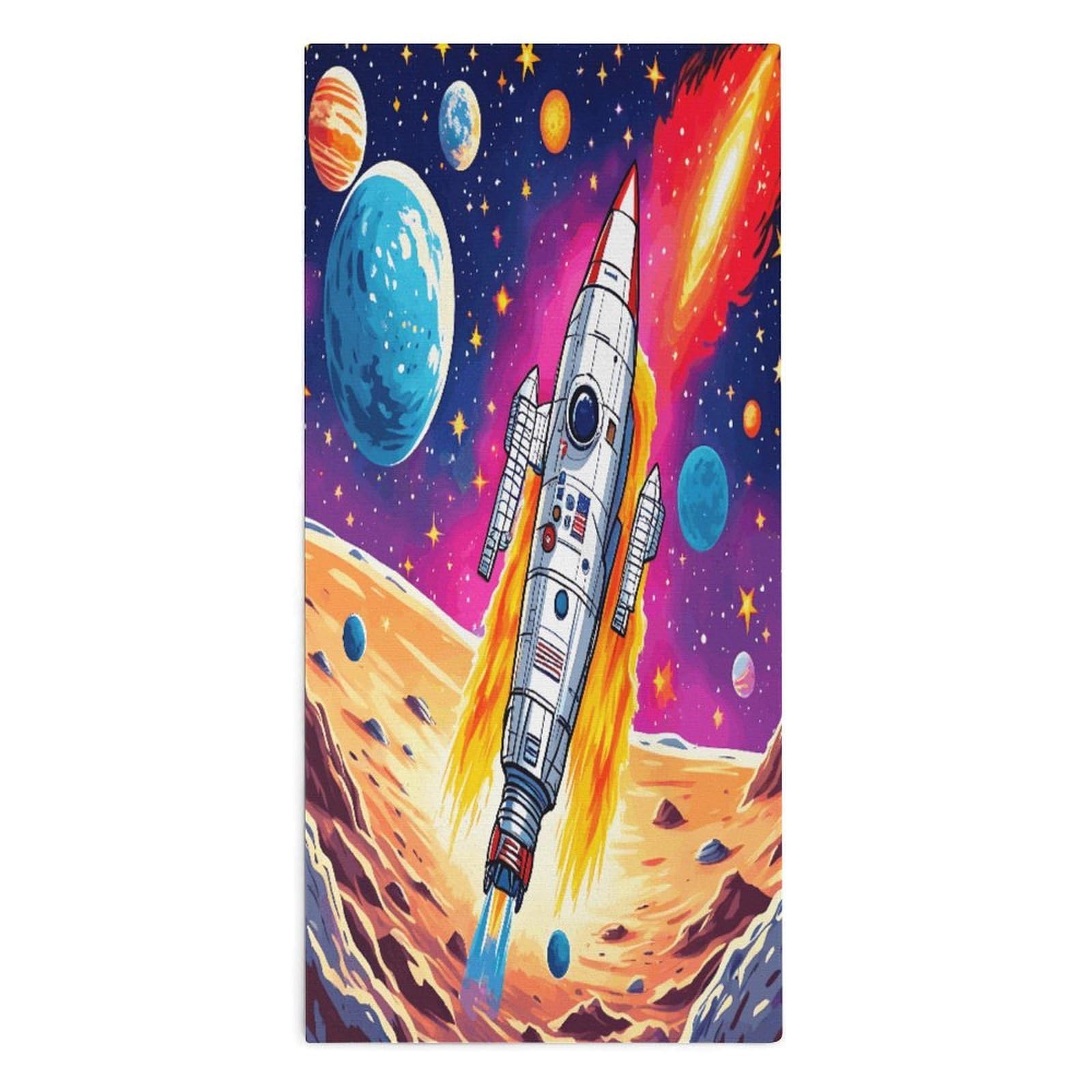 YUXBVKRS Cosmic Rocket Blastoff Hand Towels for Bathroom 14x29 Inch