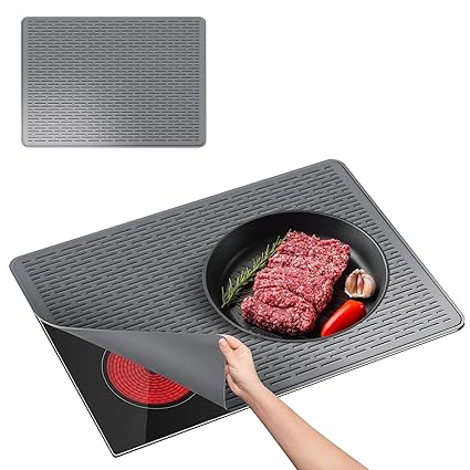 QPEY Silicone Glass Top Stove Cover Protector 28 x 20 Inches Extra Large Stove Top Covers for Electric Stove Heat Resistant Ceramic Cooktop Oven Mat Dish Drying Mat for Kitchen Appliances