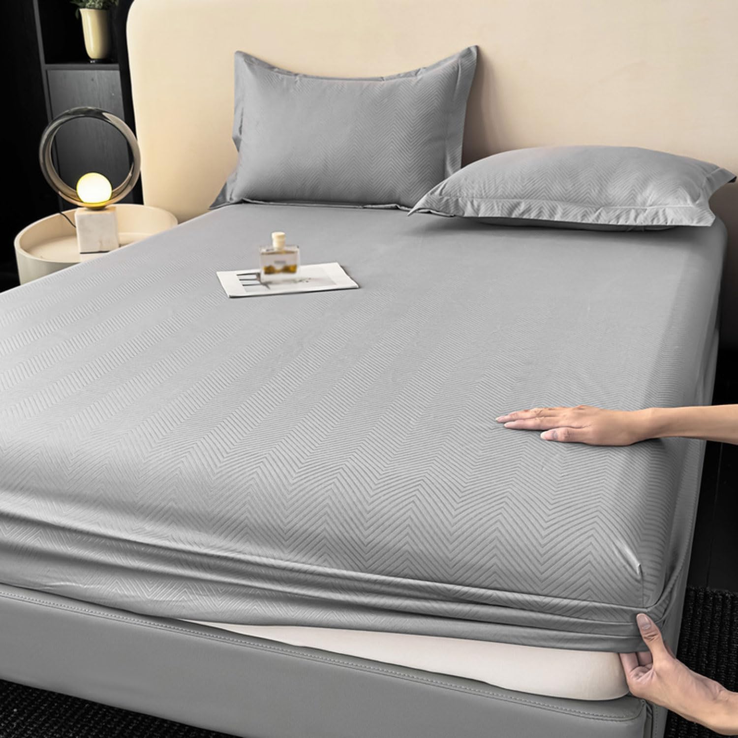 Drap housse en microfibre 180x200 cm avec protège-matelas imperméable