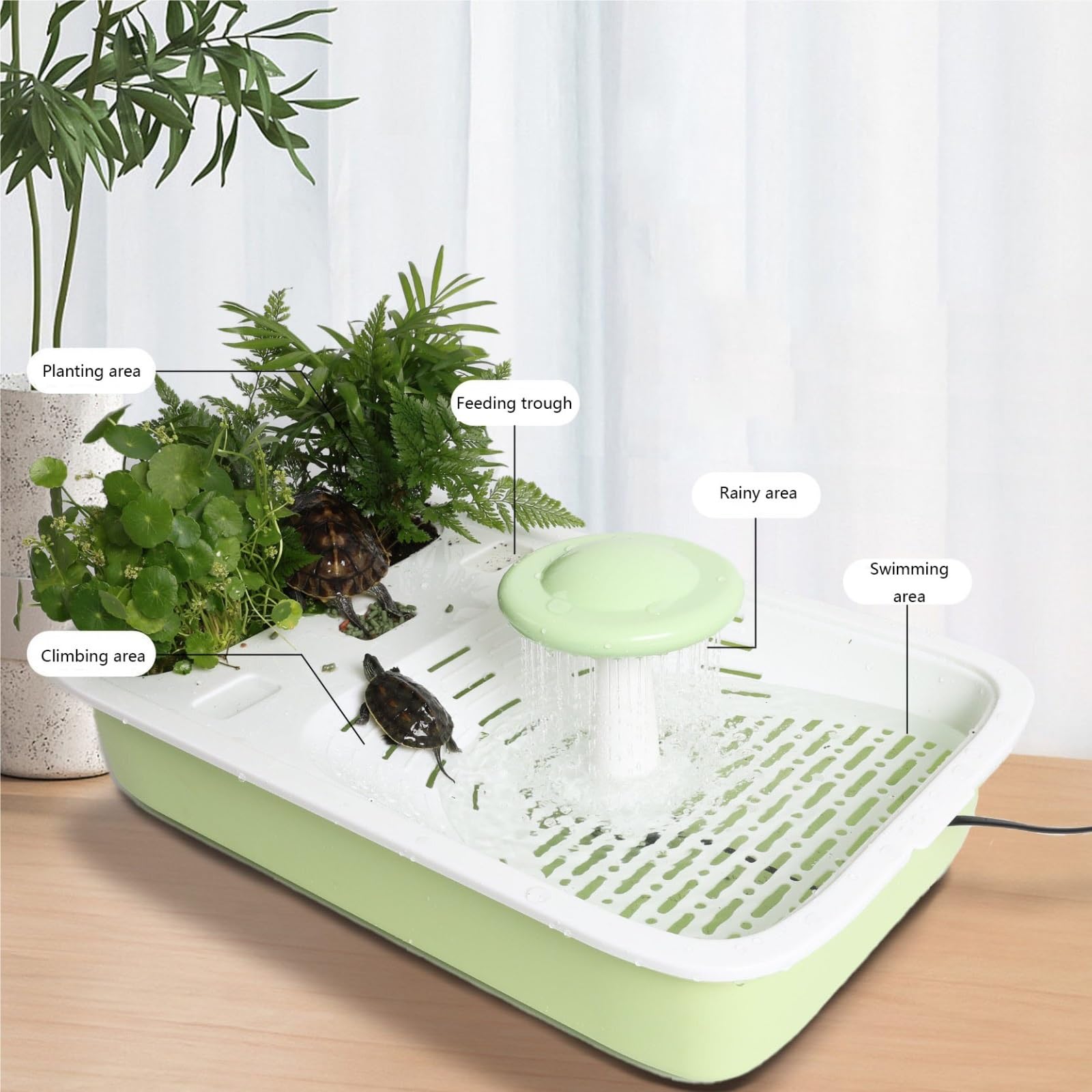 Siedlisko terrarium Zbiornik do karmienia żółwi, separacja odchodów, prostota na biurku Terrarium akwariowe(Blue)