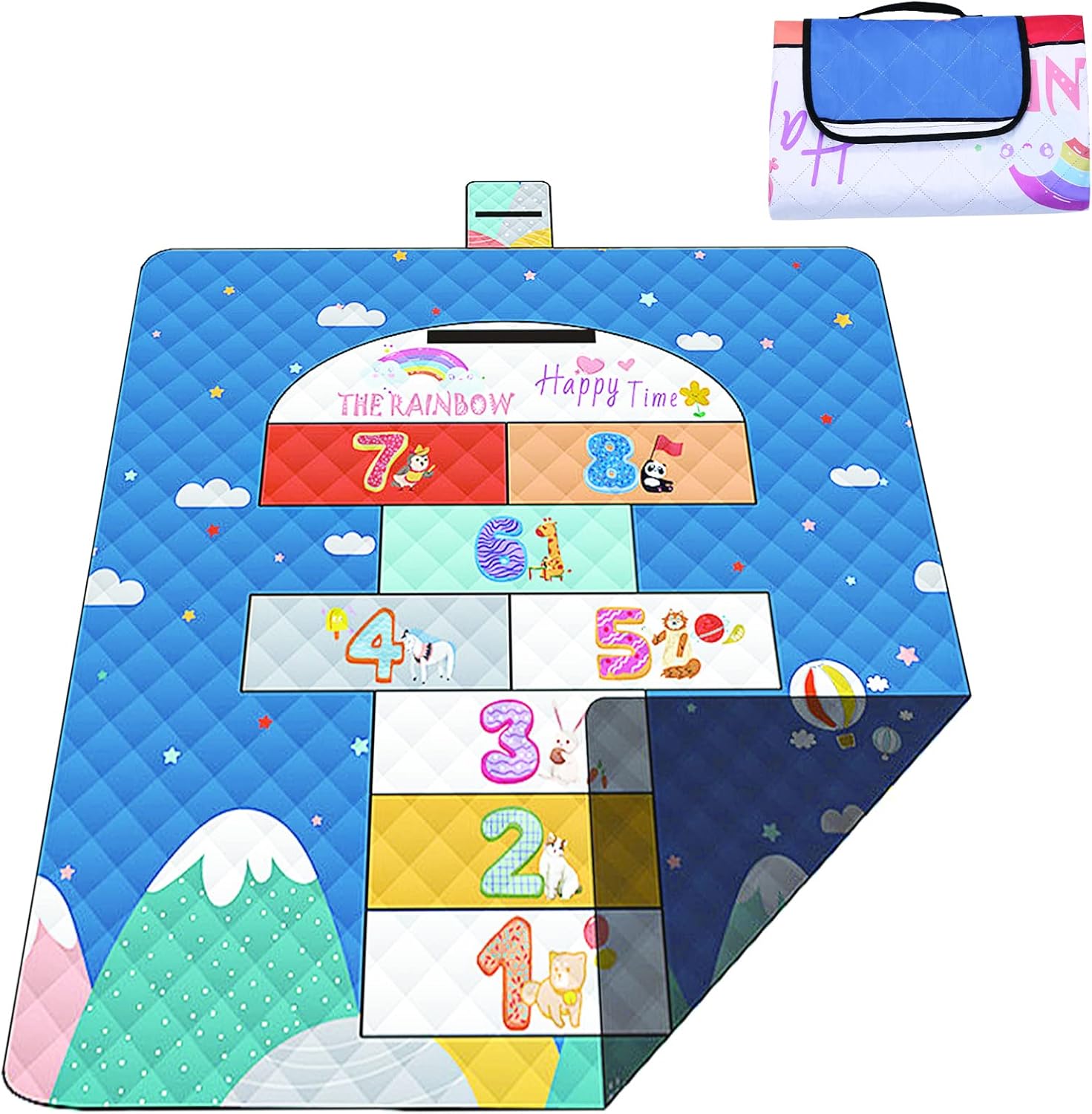 Manta de pícnic de 200 x 200 cm, impermeable para picnic, con asa, lavable a máquina y plegable, diseño de cuadros multicolor, adecuada para camping, picnic, viajes