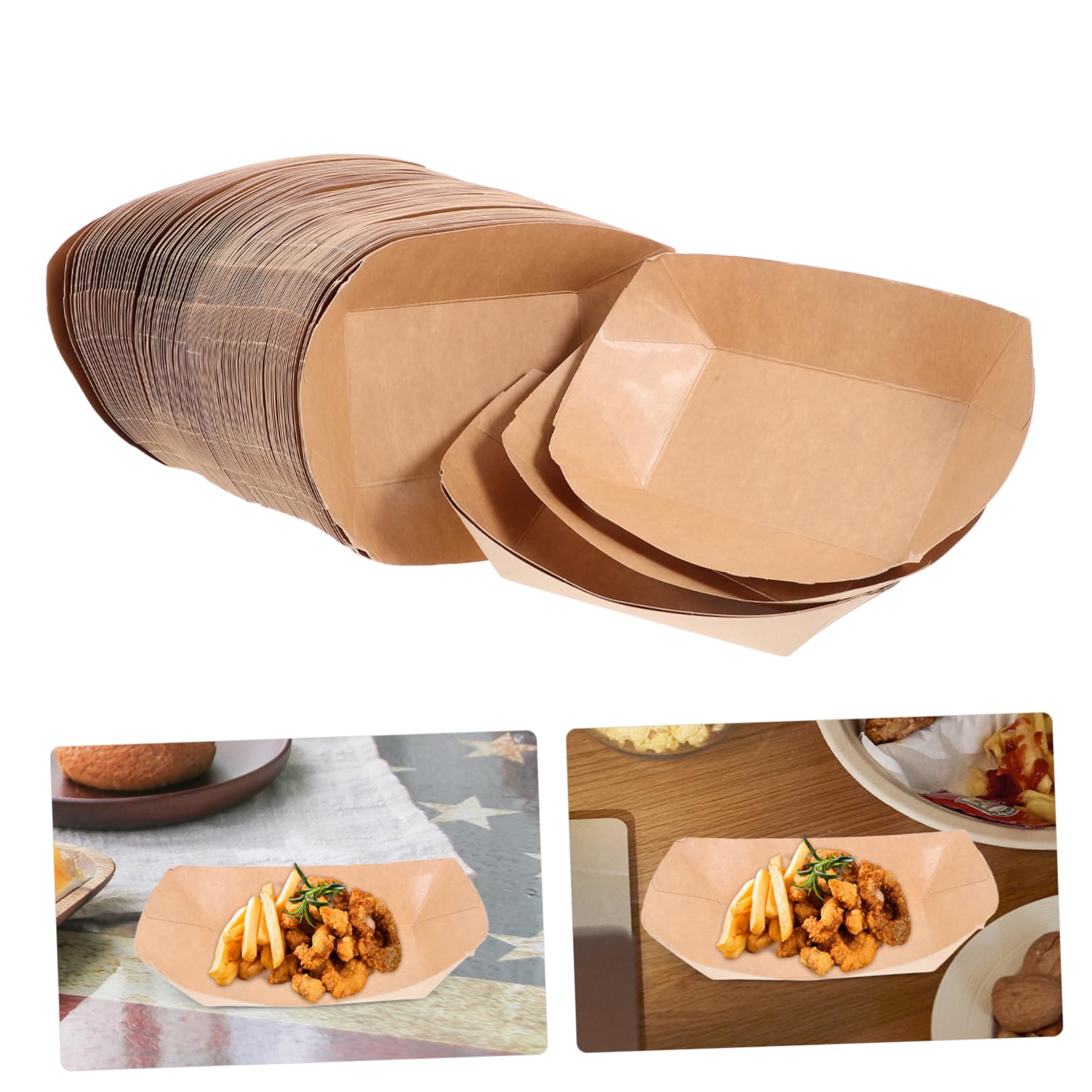 STOBAZA 125pcs Sushi Boat Serving Tray Trays Snack Holders Paper Food Boats Platter Bulk Party Sushi Serving Boats Sushi Serving Tray Appetizer Plates Sushi Serving Plate Khaki Paper