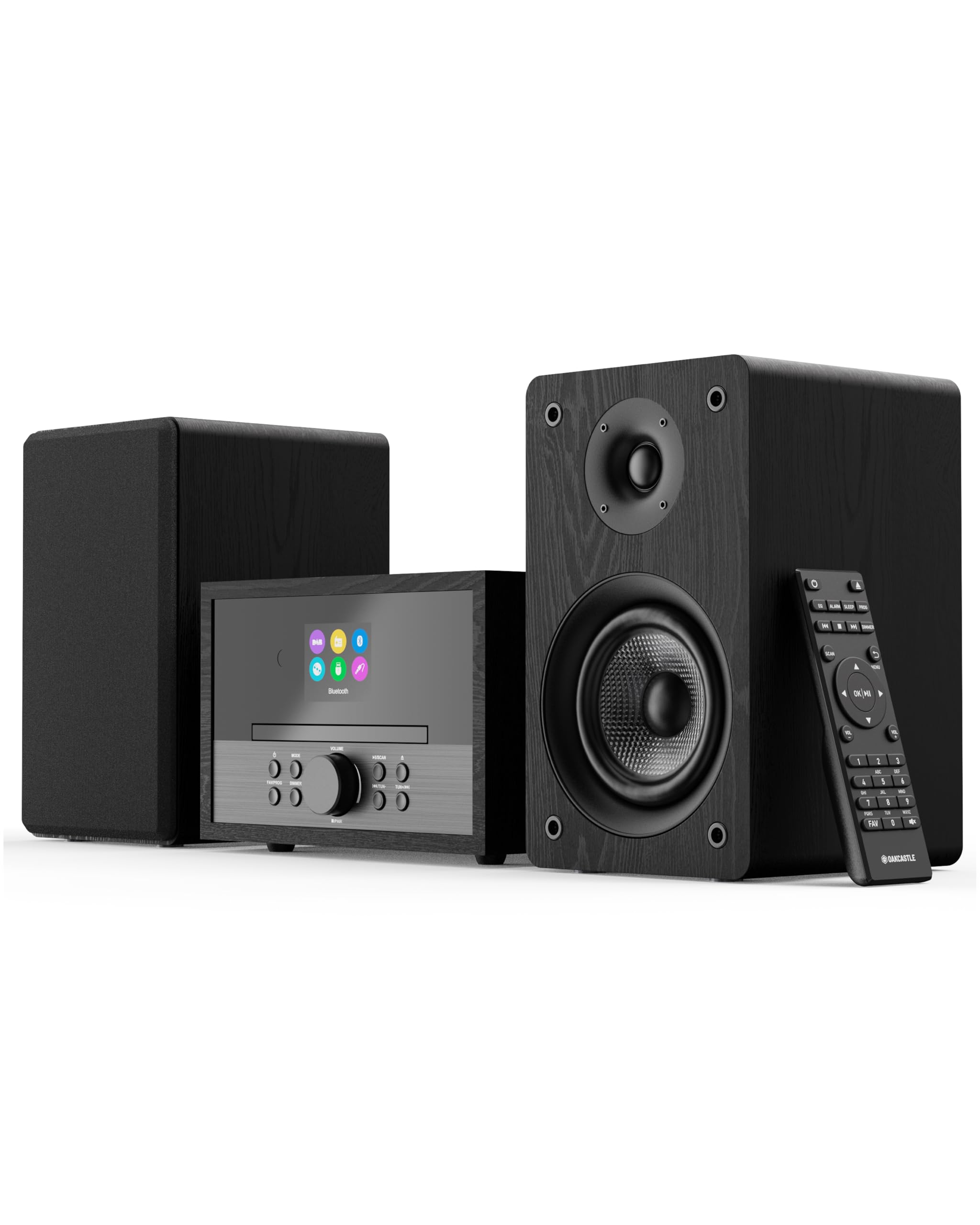Oakcastle DAB400 HiFi Lettore CD con Radio DAB/DAB+ FM | Sistema Stereo Casa con Bluetooth, USB, AUX e 2 Casse Esterne | Mini HiFi Compatto 60 Preset 7 EQ Telecomando