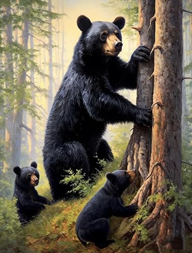 LXTONG Kit de arte de diamantes de pintura de oso negro, arte de diamantes de taladro redondo completo 5D, pequeño oso negro de pintura por números, disponible en Yaxa Guatemala