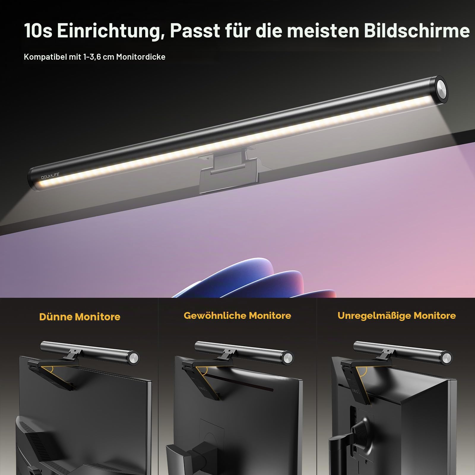 Douxlife LED Monitorlampe mit Backlight und kabelloser Fernbedienung