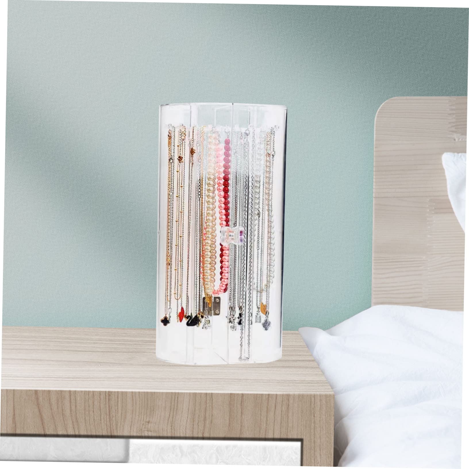 GLEAVI Transparenter Schmuckständer aus Acryl für Halsketten und Ohrringe Schmuckorganizer mit Präsentationsständer Armbandständer zum Aufbewahren und Anzeigen von Schmuck Schmuckregal