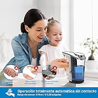 Vista 2 de Dispensador automático de jabón, dispensador de jabón para platos sin contacto de 17 oz/500ml con sensor infrarrojo, 5 niveles de jabón ajustables