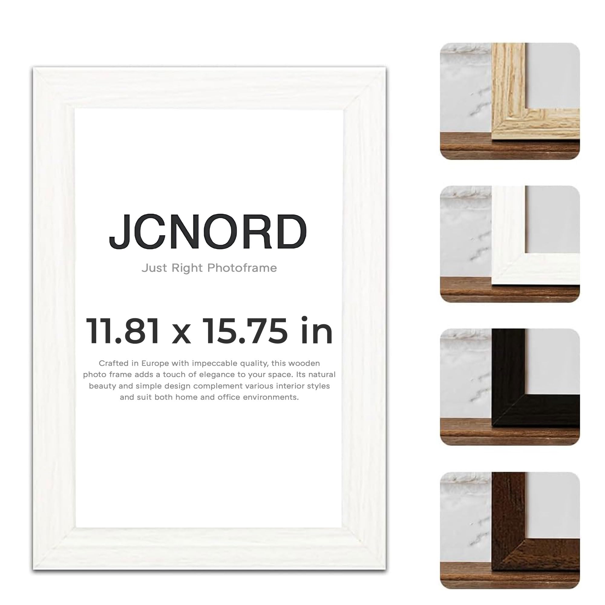 Jcnord White Mdf Wooden Picture Frame 12X16 Inches (30X40 Cm) With Shatterproof Acrylic Glass | Modern Photo Frame For Walls And Tables