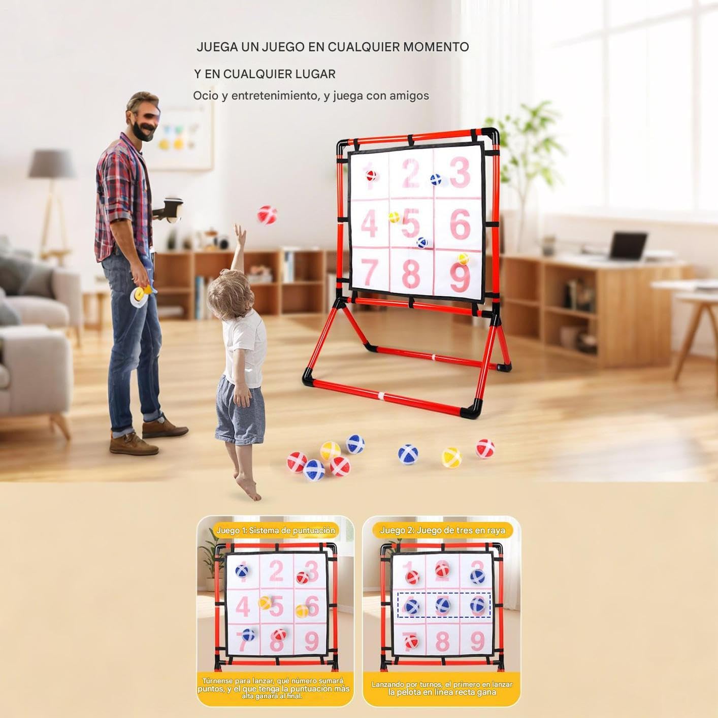 Spiel für den Garten, pädagogisches Spielzeug, tragbar, interaktiv, strategisch | 2 in 1 Ballwurfspiele mit Gitter Wassersport für Kinder Erwachsene Familie Indoor Outdoor Garten