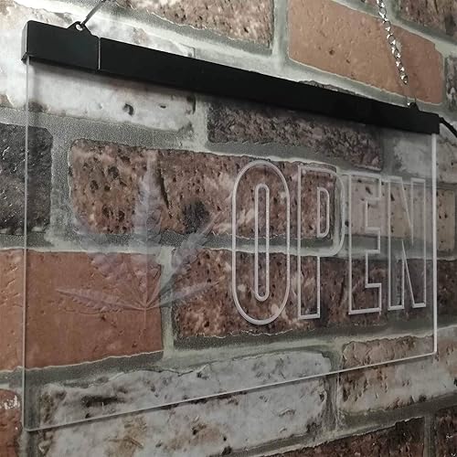 Miniatura 4 de ADVPRO Señal de neón LED de doble color de hoja de cáñamo de marihuana abierta, color blanco y verde, 24 "x 16" st6s64-j0791-wg