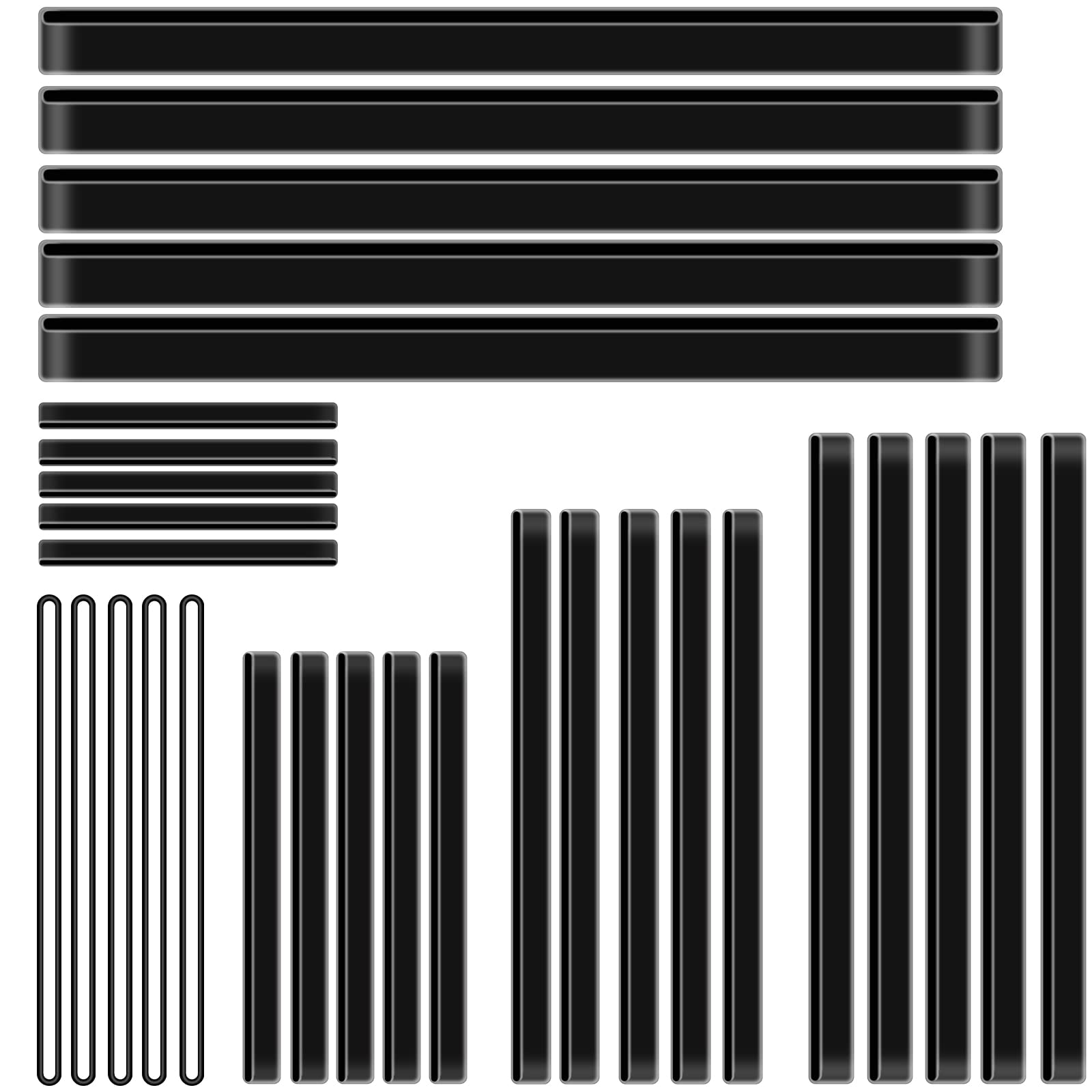 30 Pcs Assorted Size Silicone Rubber Bands Elastic Rubber Wrapping Bands Thick Rubber Bands Large Stretchy Silicone Bands for Book Box Notebook File Folders Office Outdoor Packing Cooking (Black)