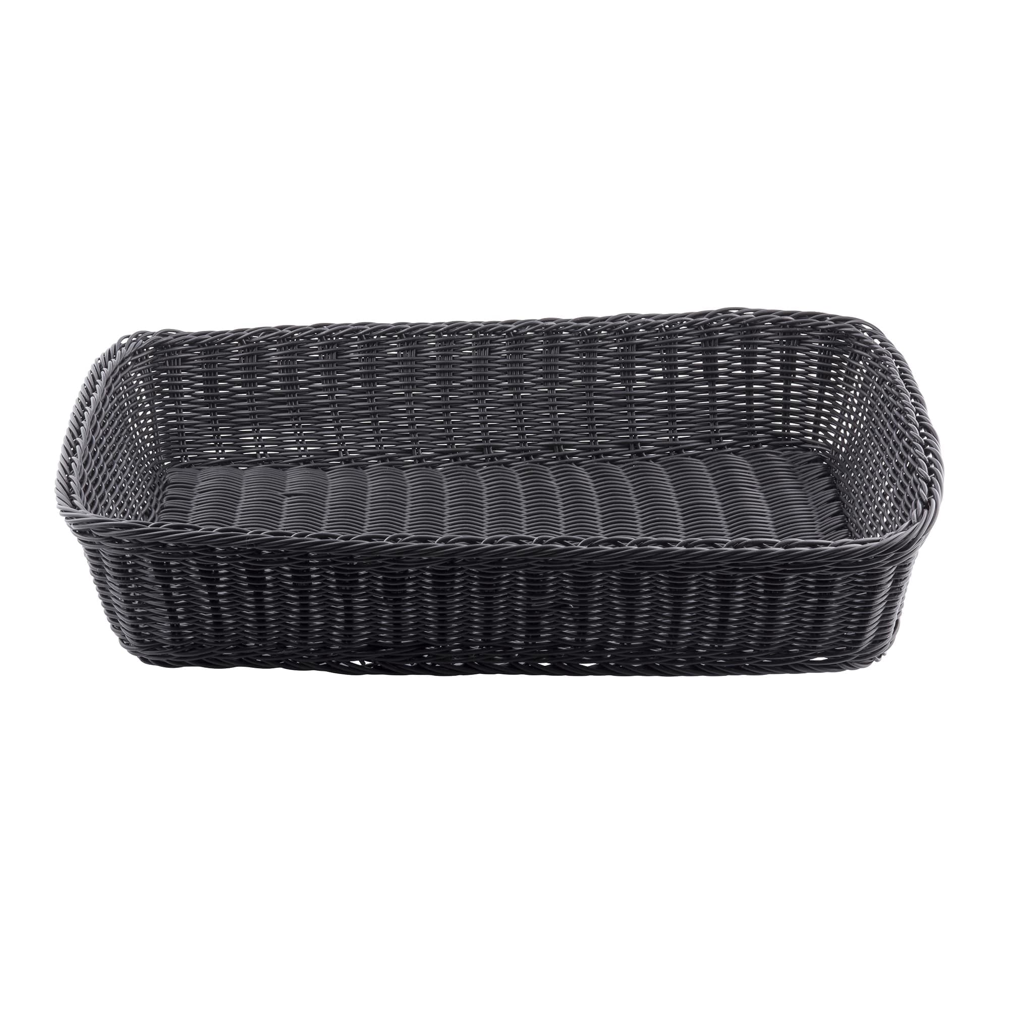 Cesta rectangular Ridal negro 19 x 14 x 4 cm | Polywicker cestas, tejida a mano, cestas, cestas de comida, pan cestas