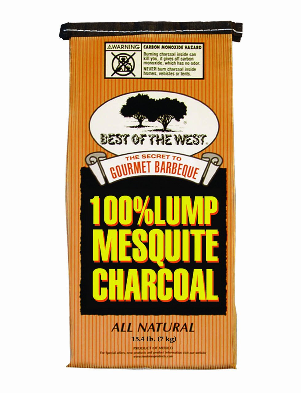 Best of the West All-Natural Mesquite Lump Charcoal for Grilling or Smoking, No Added Preservatives, 15.40 Pound Bag