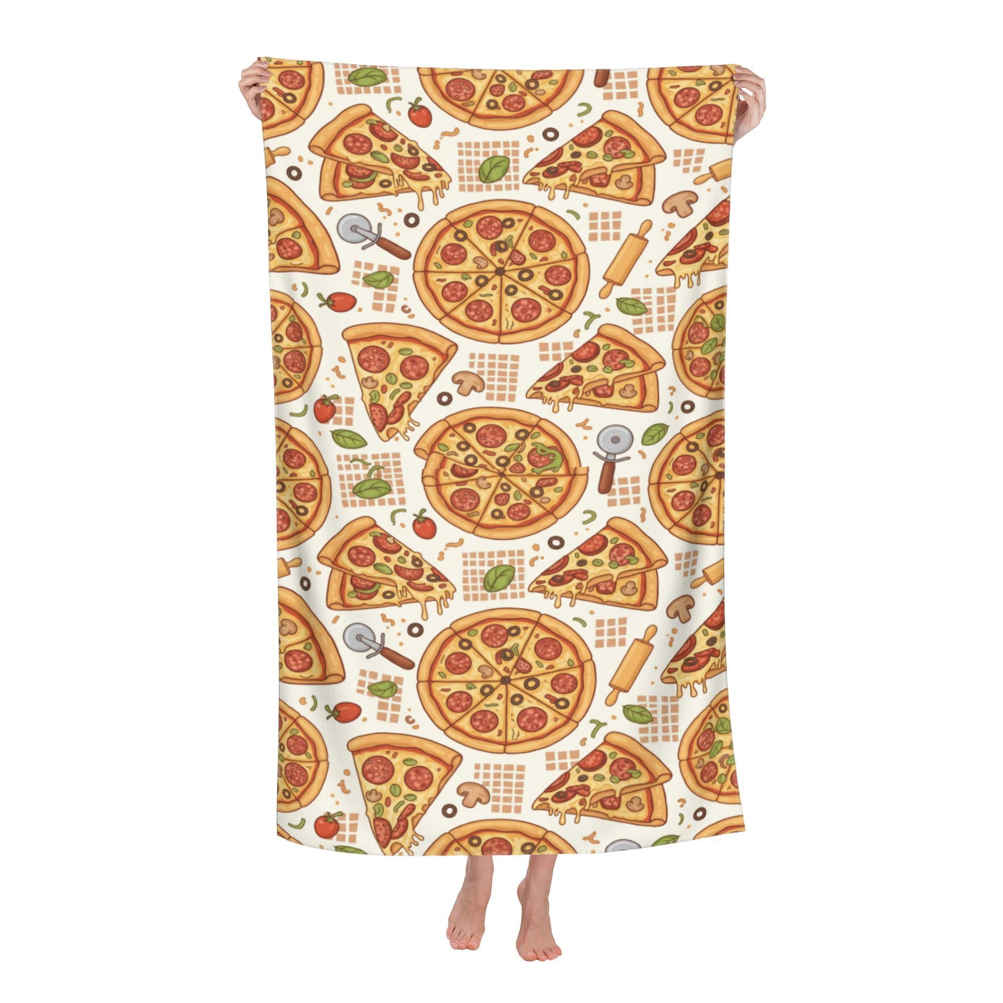 peiyeety Delicious Pizza Soft Bath Towels Absorbent Bathroom Towel for Beach Hotel Gym Spa Shower
