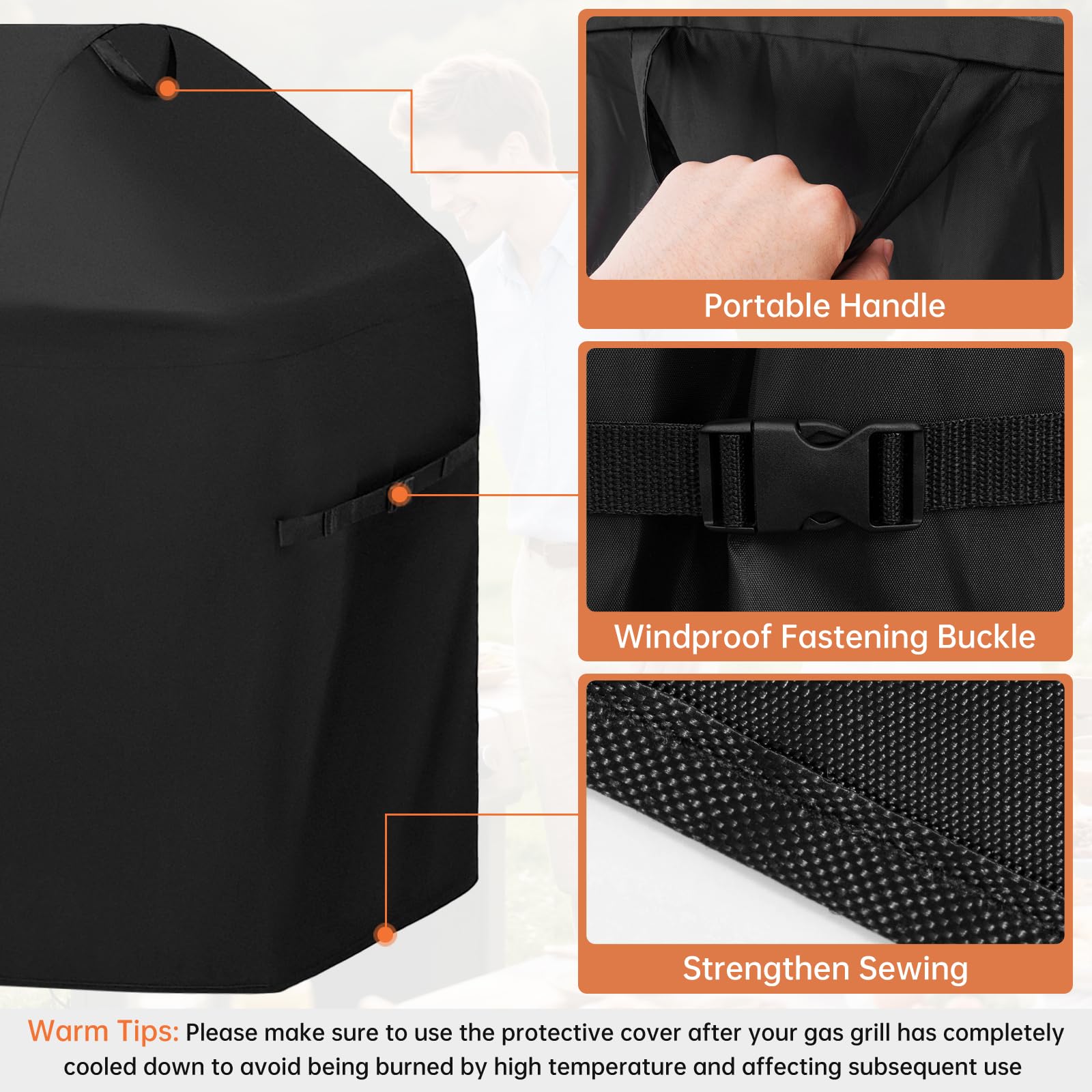 Funda para parrilla de 55 pulgadas, se adapta a parrillas Weber Charbroil Nexgrill Kenmore y más, cubierta impermeable y duradera para barbacoa, resistente a los rayos UV, cubierta de parrilla al aire