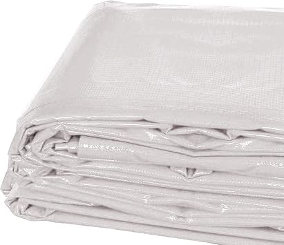 Heavy Duty Tarp, 100% Waterproof 12mil Thick PVC Vinyl Tent Tarp for Camping, Multi-Purpose Thick Protective Cover, Weather Proof, Heavy Duty, UV Resistant, 10 Feet x 12 Feet, White