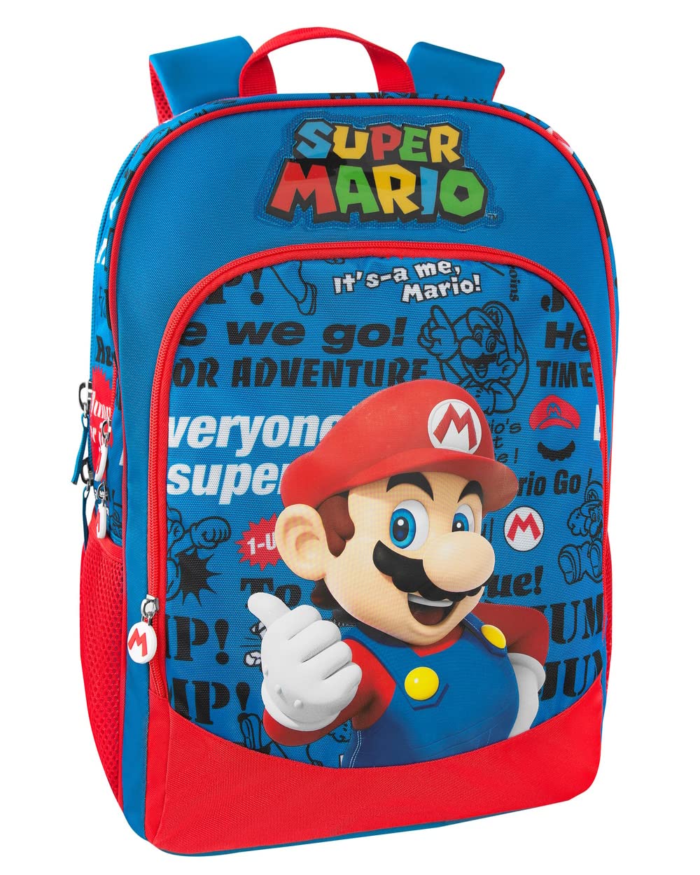 SUPER MARIO - Zaino Scuola Trolley Ufficiale Super Mario con Maniglia Regolabile, Spallacci Imbottiti e Regolabili, Tasca Frontale e Chiusure A Zip, 32x47Hx21 cm