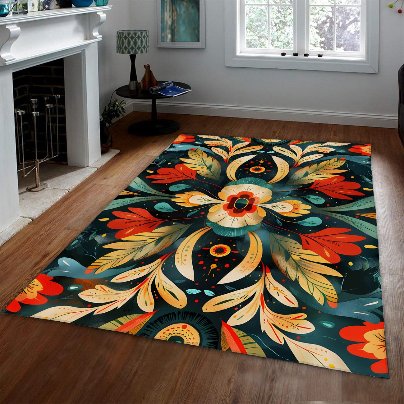 Tapis lavable milieu du siècle moderne à poil bas robuste