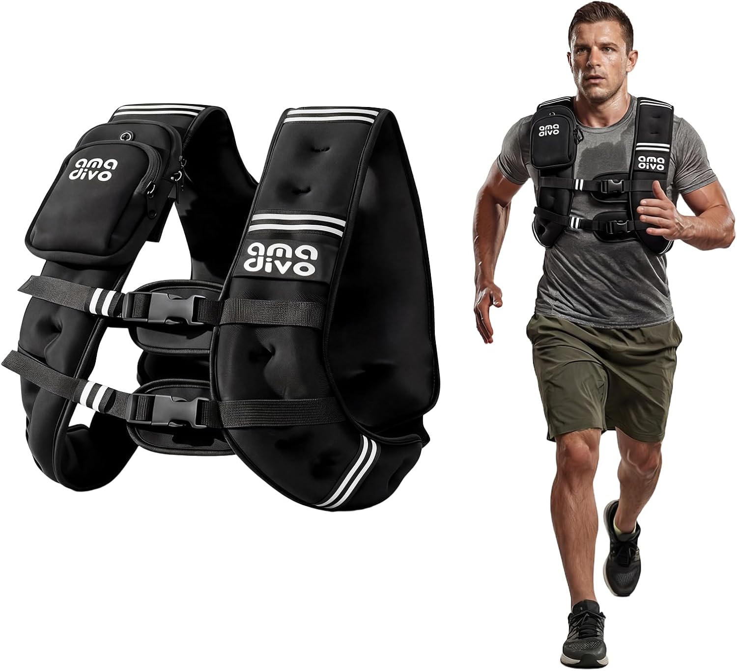 Weighted Vest for Men Women (20lb 16lb 12lb 8lb), Reflective Weighted Vest for Walking, Running, Workout & Fitness, Strength Training, Adjustable Buckles with Detachable Bag