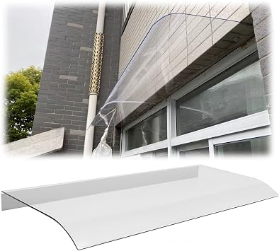 Door Awnings Exterior, Window Awnings for Doors Entrance Patio Porch Sun Rain Snow Shelter Canopy Length 24" 39" 63" 71" 87" 110" Depth 14" 19 Clear Polycarbonate Cover16"x20"