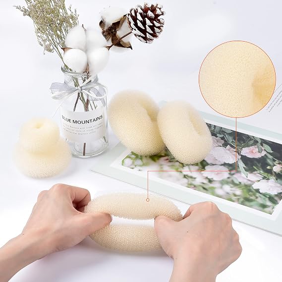 TsMADDTs Ring Style Bun Maker Set - 7 Golden Bun Makers, 5 Hair Ties, 20 Bobby Pins for Chignon Hairstyles