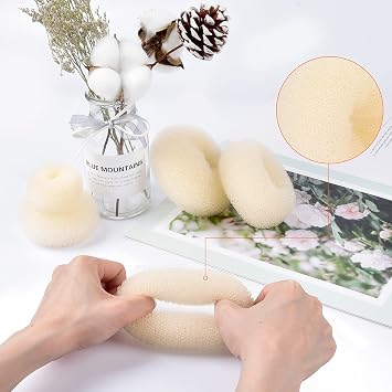 TsMADDTs Ring Style Bun Maker Set - 7 Golden Bun Makers, 5 Hair Ties, 20 Bobby Pins for Chignon Hairstyles