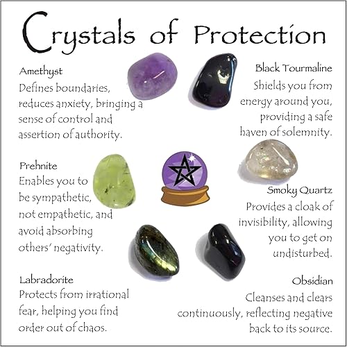 Juego de cristales de protección, cristales de protección para proteger la negatividad y la defensa espiritual, regalos espirituales para amigos de